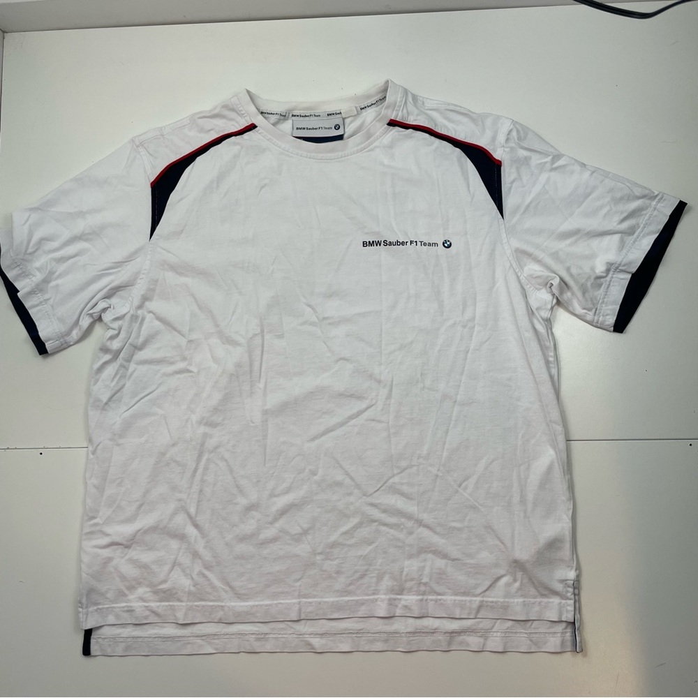 Rare BMW SAUBER F1 TEAM RACING MEN T SHIRT sz XXL White official license